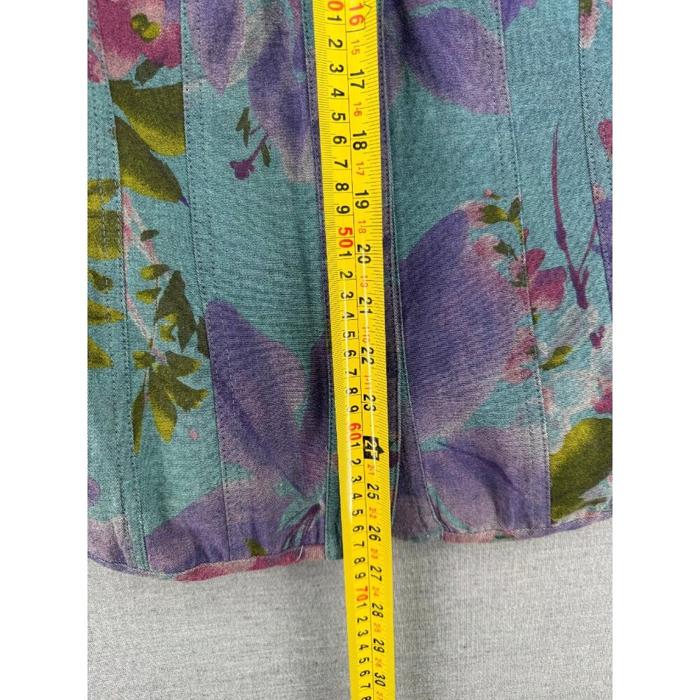 Vintage Barbara Lesser Fibers Floral Jacket Womens M Y2K Metal Buttons USA Made - Picture 5 of 5